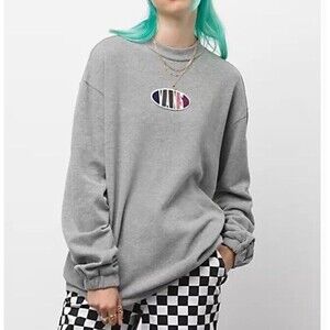Vans Percy Mock Neck Sweater Heathered Gray Streetwear Casual Oversized XS NWT